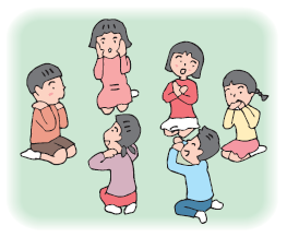 いろんなしぐさをする子どもたちのイラスト